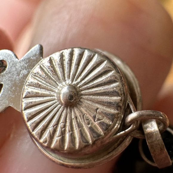 Sterling silver vintage black snowflake obsidian clear glass beaded necklace - Picture 7 of 8